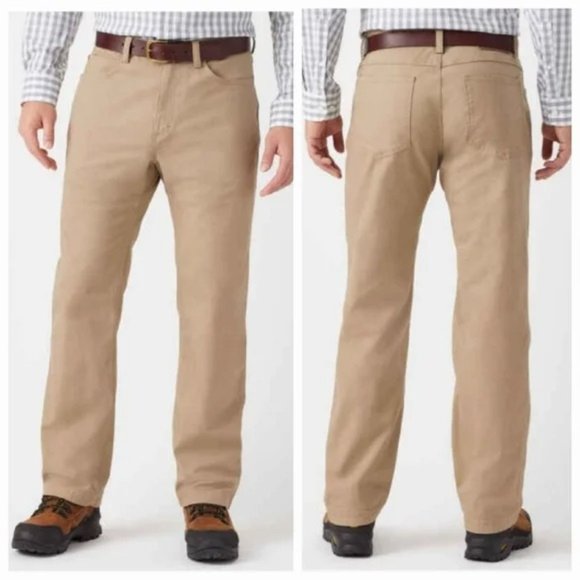 Duluth Trading Fire Hose Canvas Cargo Work Pants Khaki Sz 37 x 32